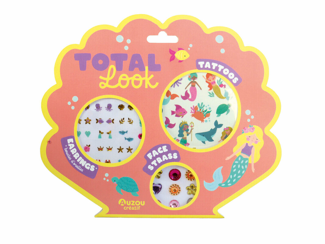 Total look sirène - Tattoos - boucles d'oreilles - face strass