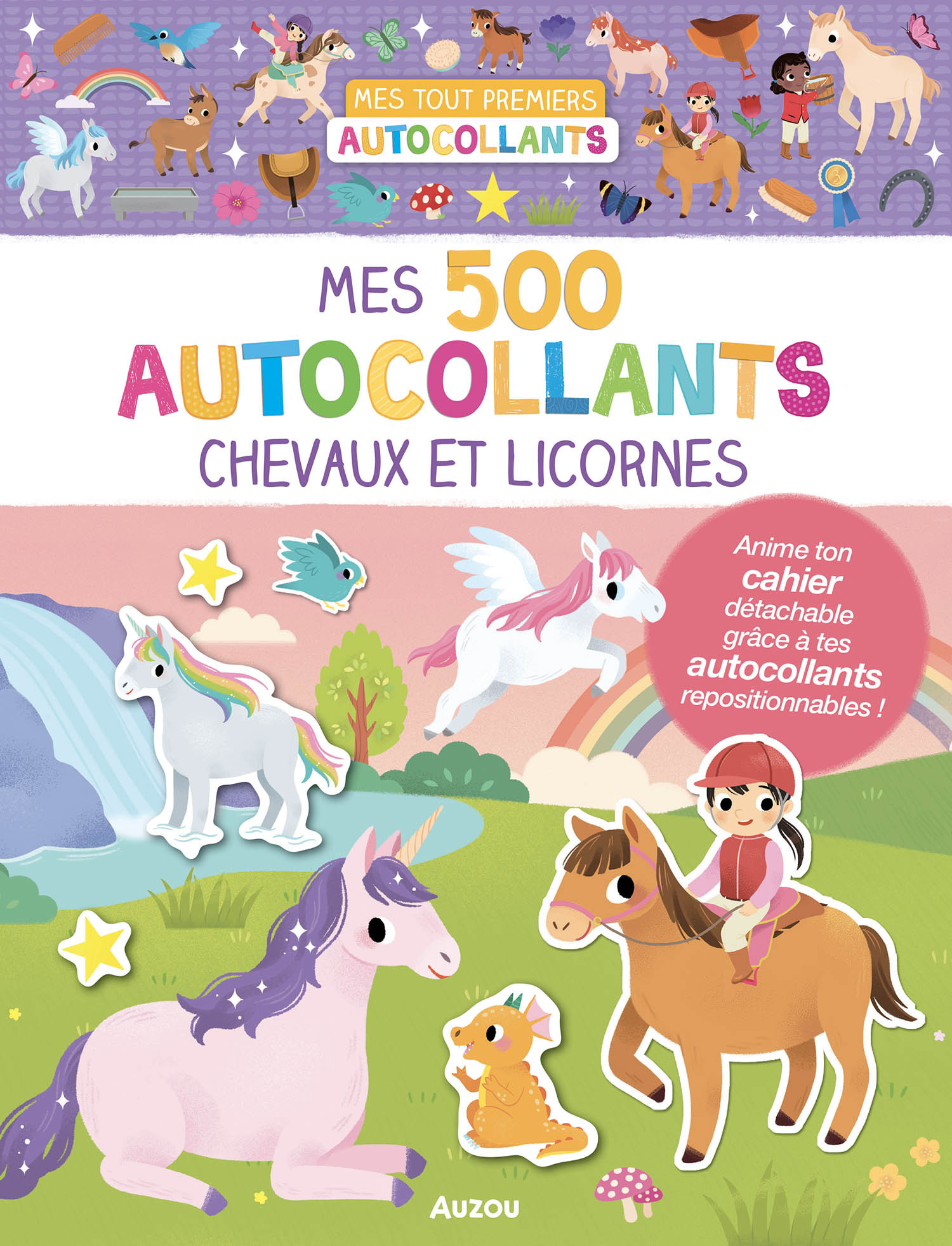 Mes 500 autocollants chevaux et licornes - Mes tout premiers autocollants