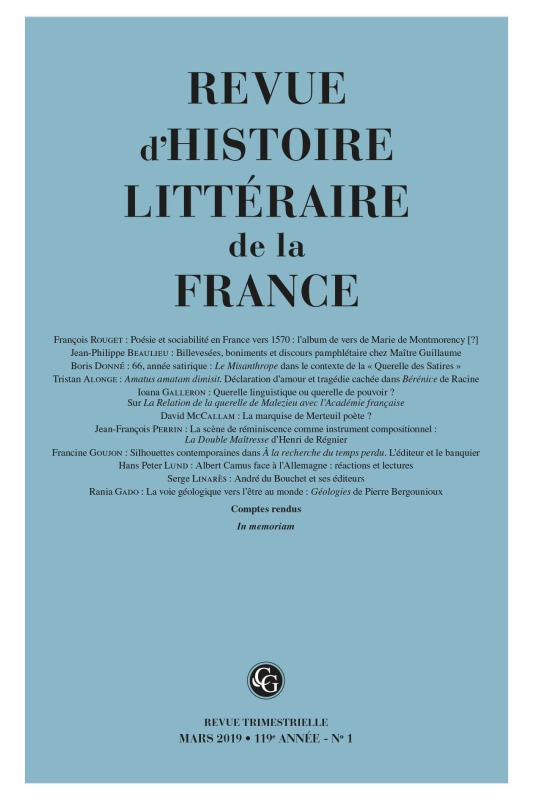Revue d'Histoire littéraire de la France