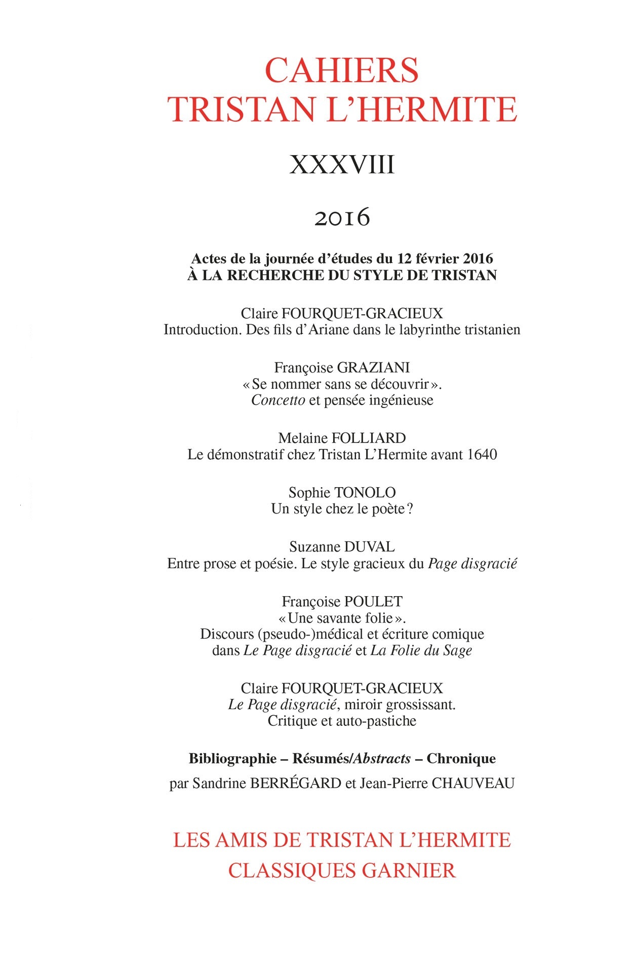 Cahiers Tristan L'Hermite