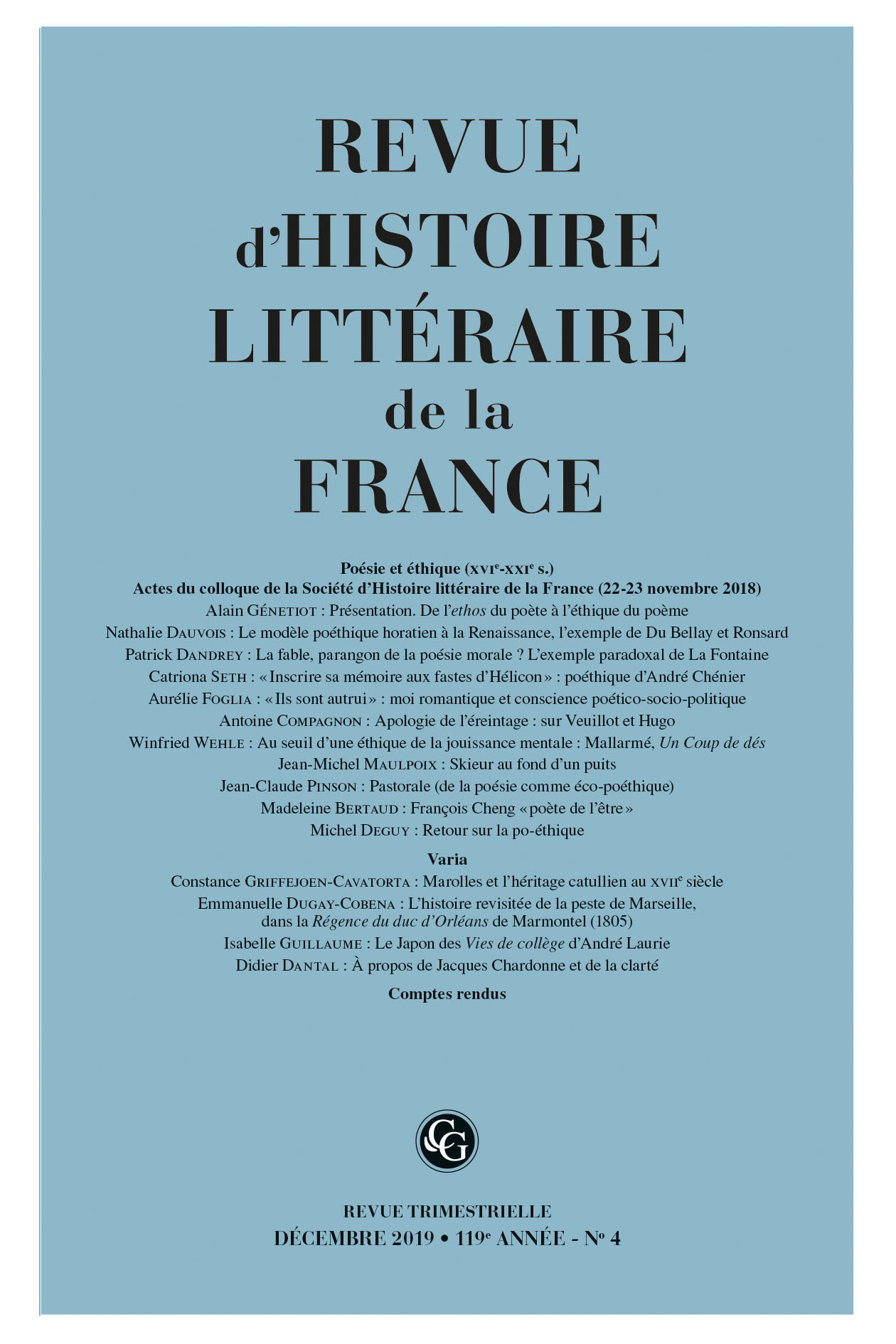 Revue d'Histoire littéraire de la France