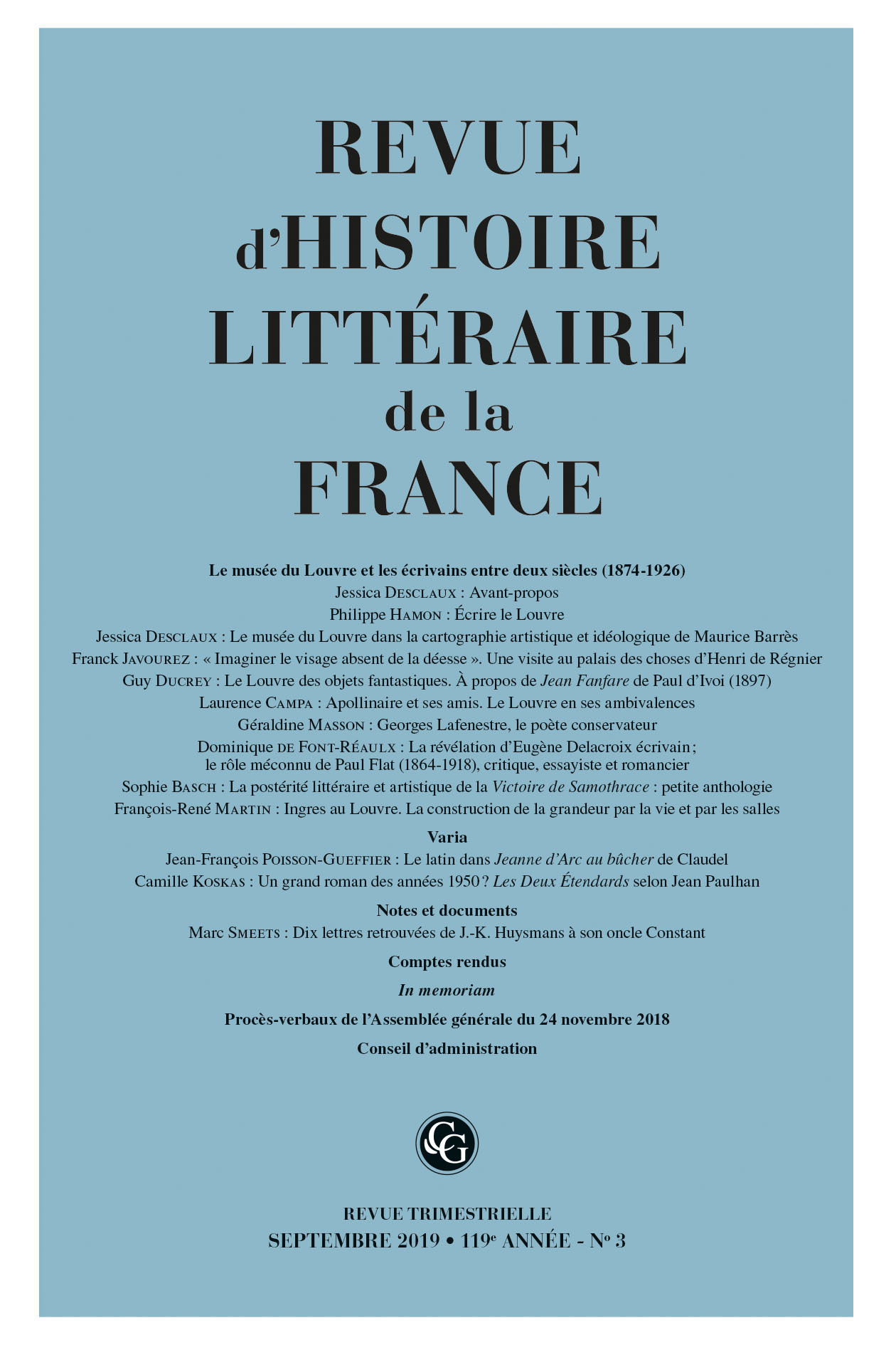 Revue d'Histoire littéraire de la France
