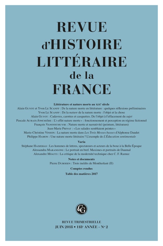 Revue d'Histoire littéraire de la France