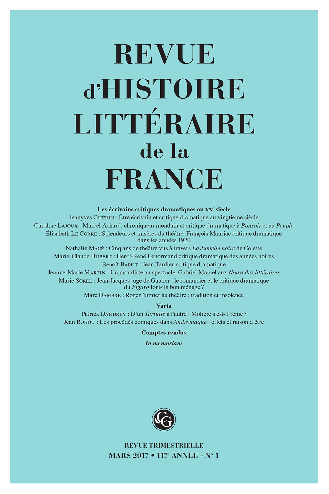Revue d'Histoire littéraire de la France