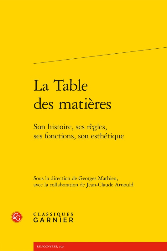 La Table des matières