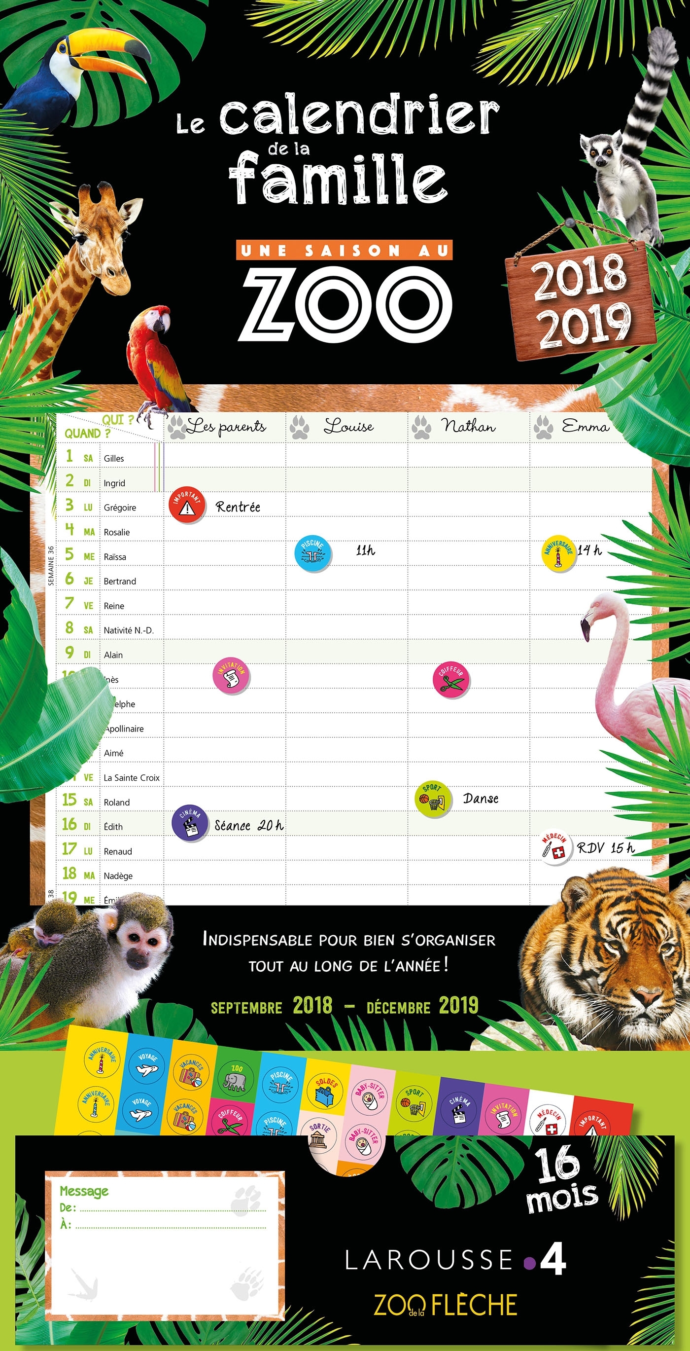 Le calendrier familial Une saison au zoo 2018/2019