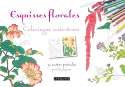 Esquisses florales coloriages cartes postales