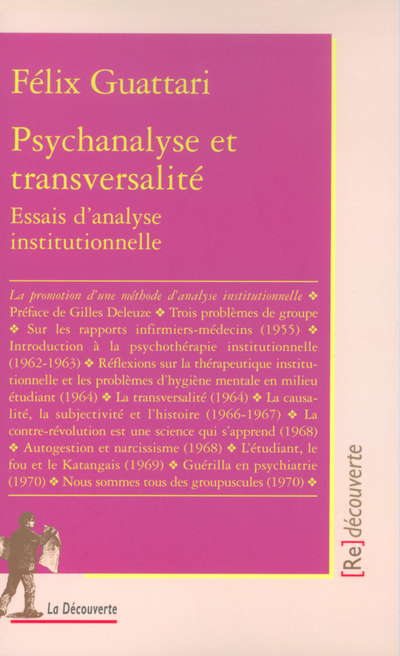 Psychanalyse et transversalité essais d'analyse institutionnelle