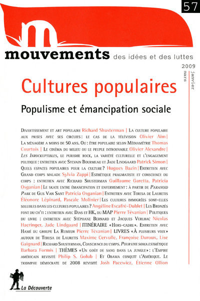 Revue Mouvements numéro 57 Cultures populaires - Populisme et émancipation sociale