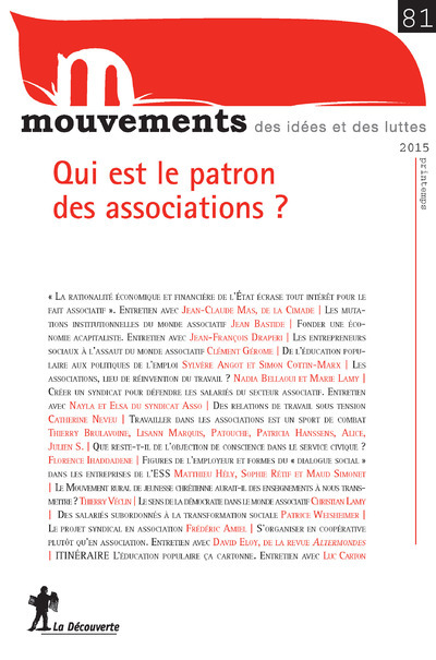Revue Mouvements numéro 81 Qui est le patron des associations ?