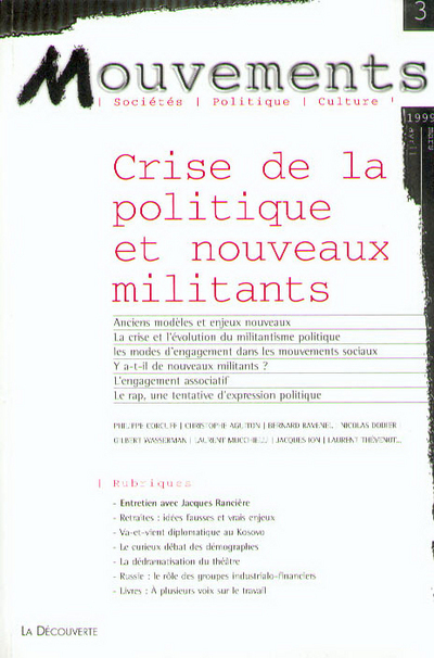 Revue Mouvements numéro 3 Crise de la politique et nouveaux militants