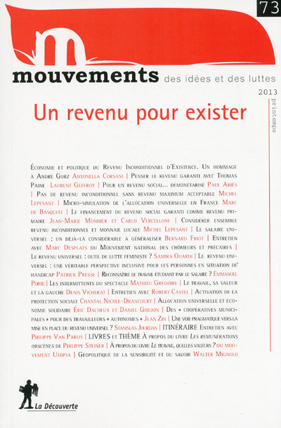 Revue Mouvements numéro 73 Un revenu pour exister