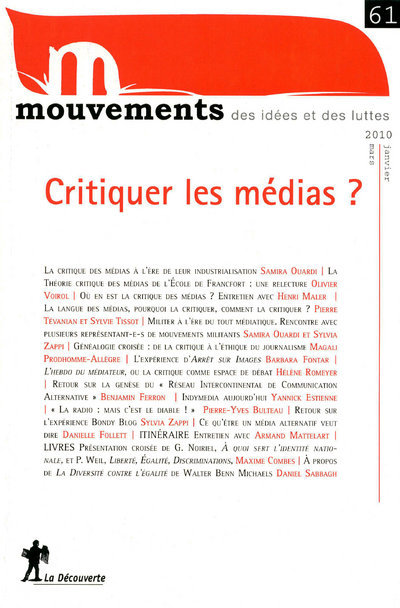 Revue Mouvements numéro 61 Critiquer les médias ?