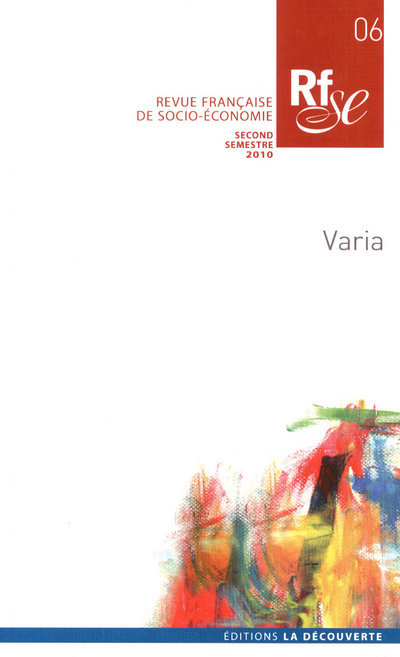 Revue française de socio-économie numéro 6 Varia