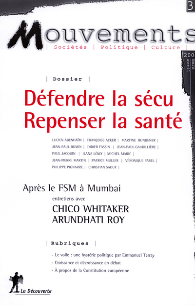 Revue Mouvements numéro 32 Défendre la sécu, repenser la santé