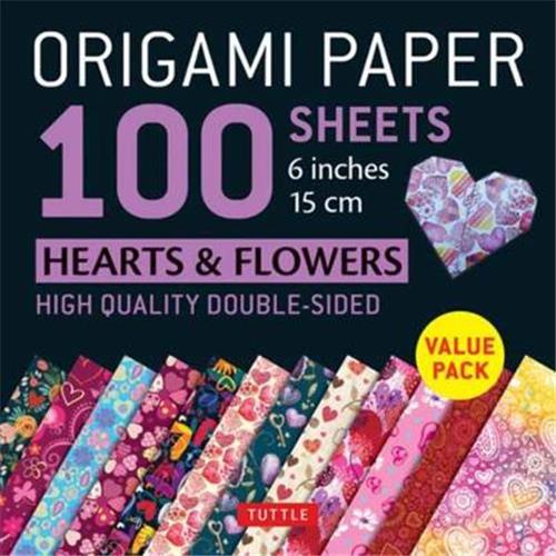 Origami Paper 500 sheets Hearts & Flowers Patterns  6" (15 cm) /anglais