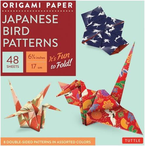 Origami Paper Japanese Bird Patterns medium 6 3/4  48 sheets /anglais