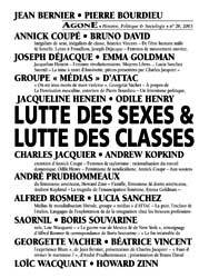 Agone 28-2003 Lutte des Sexes et Luttes des Classes