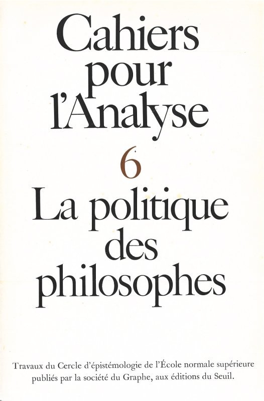 Cahiers pour l'analyse, n° 06