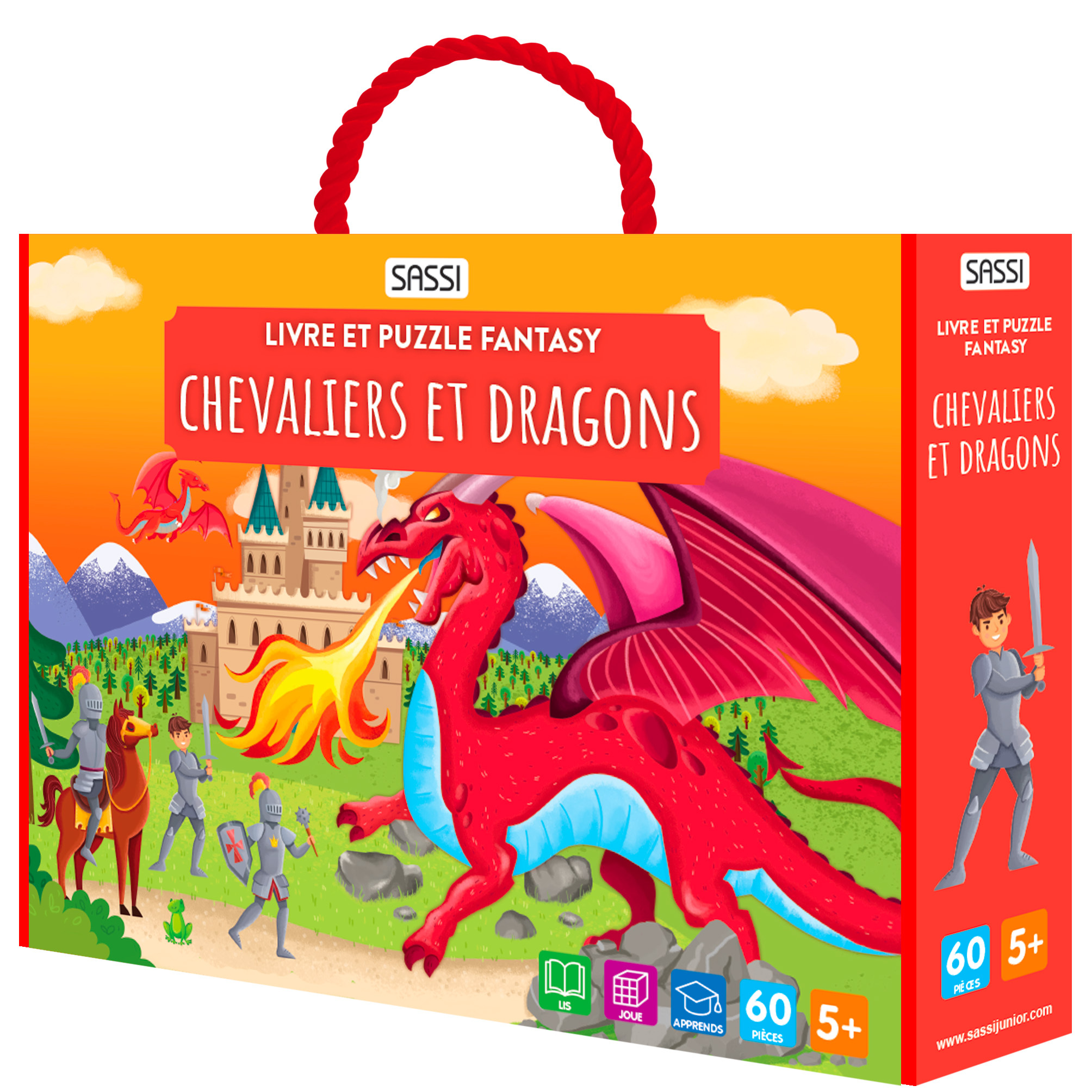 Livre et puzzle fantasy - Chevaliers et dragons
