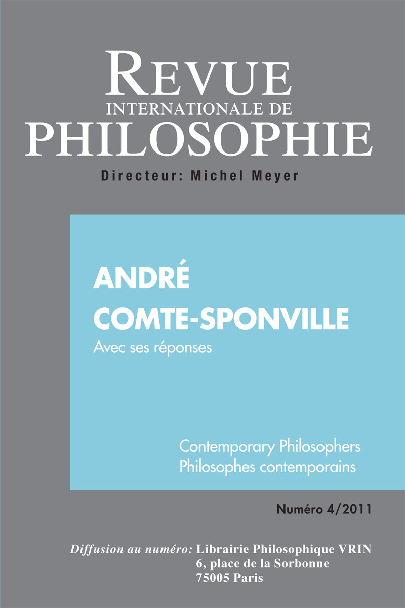 REVUE INTERNATIONALE DE PHILOSOPHIE 258 (4-2011) ANDRE COMTE-SPONVILLE