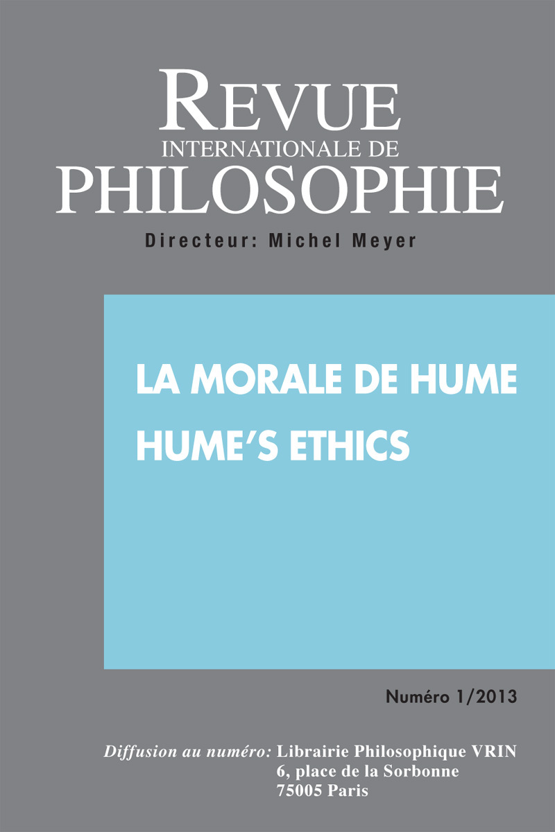 REVUE INTERNATIONALE DE PHILOSOPHIE 263 (1-2013) LA MORALE DE HUME