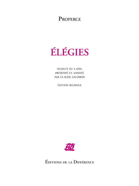 Elégies - Edition bilingue français-latin