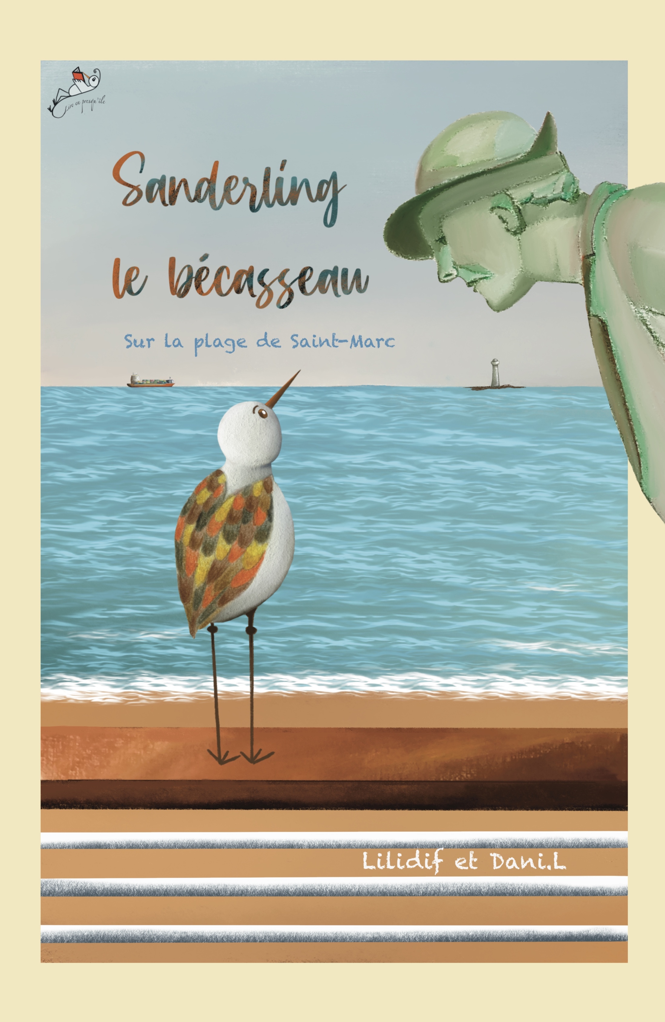 Sanderling le bécasseau sur la plage de Monsieur Hulot