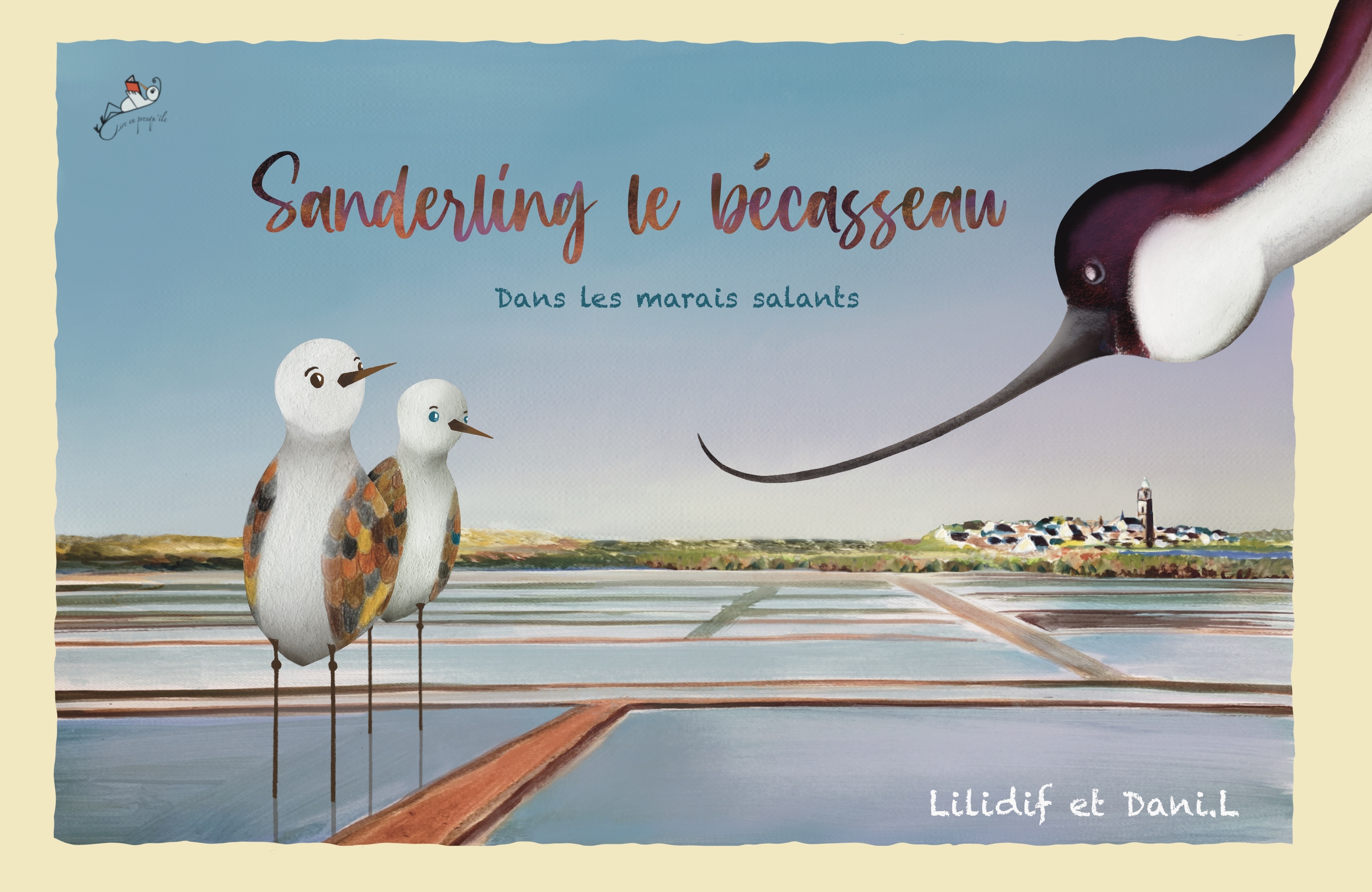 Sanderling le bécasseau dans les marais salants