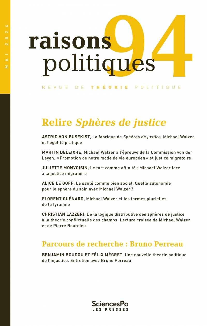 Raisons politiques 94 - Relire Sphères de justice