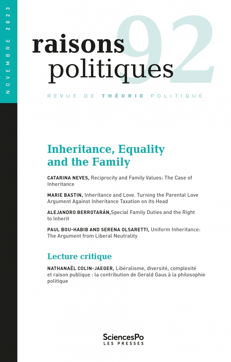 Raisons politiques 92 - Inheritance, equality and the family