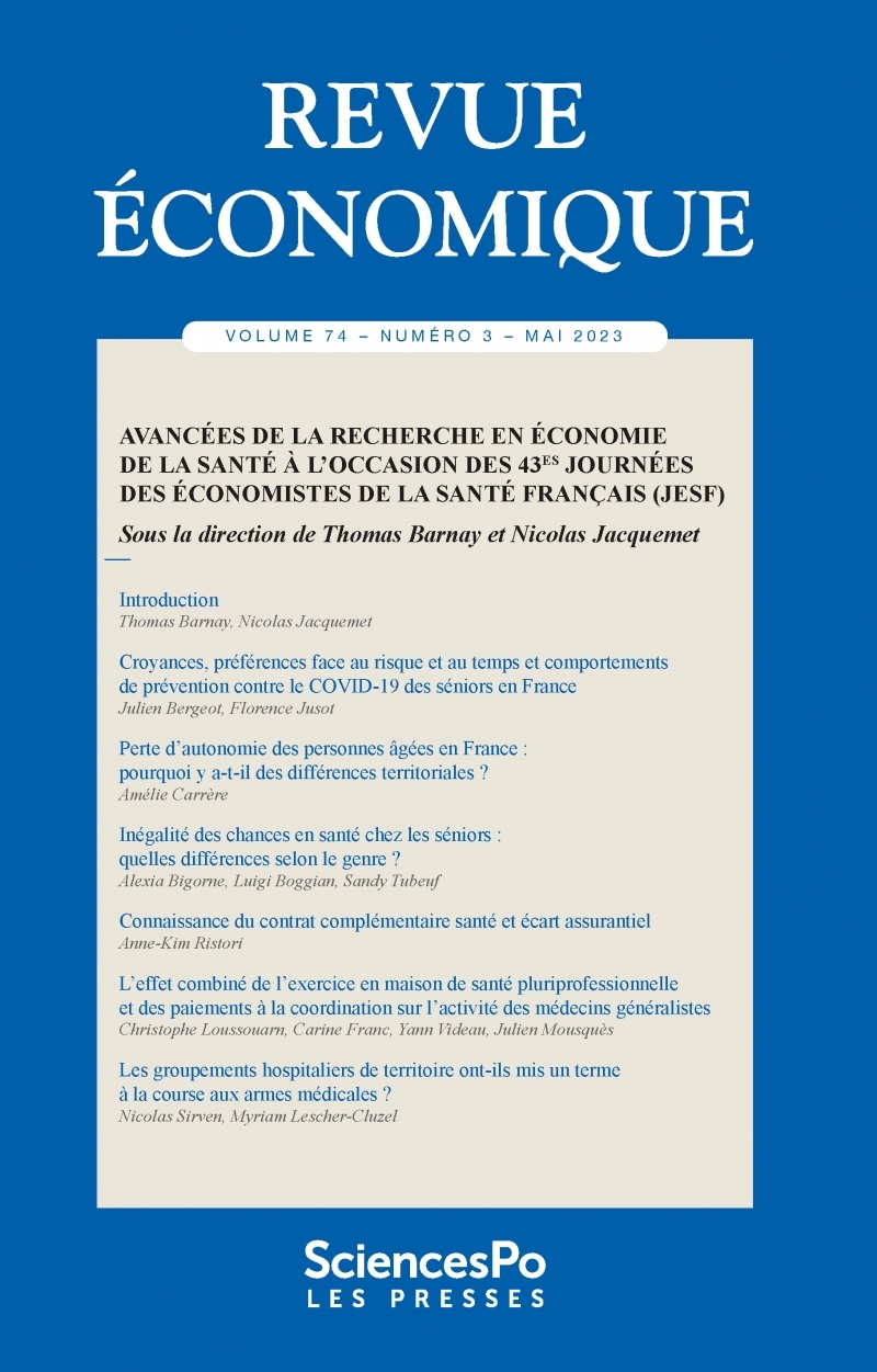 Revue économique T74-3 - Avancées de la recherche en économi