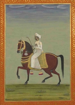 Carnet Blanc, Prince indien à cheval, miniature 18e