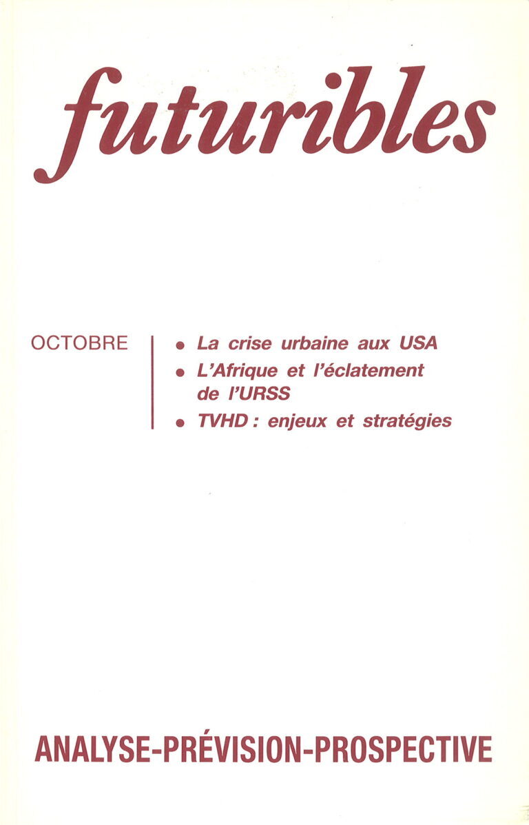 Futuribles 169, octobre 1992. La crise urbaine aux USA
