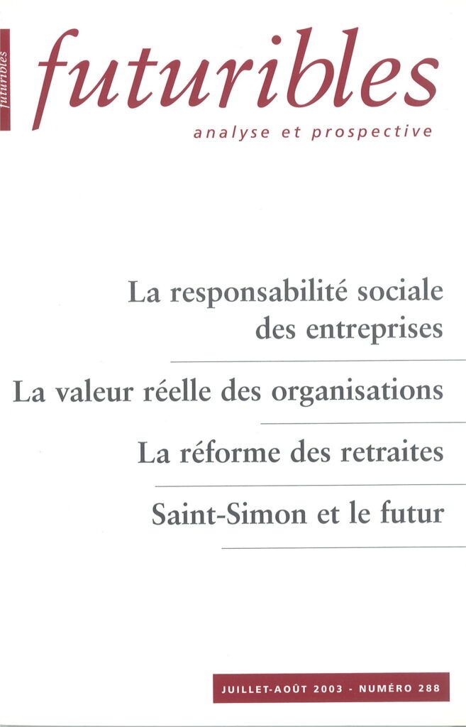 Futuribles 288, juillet-août 2003. La responsabilité sociale des entreprises