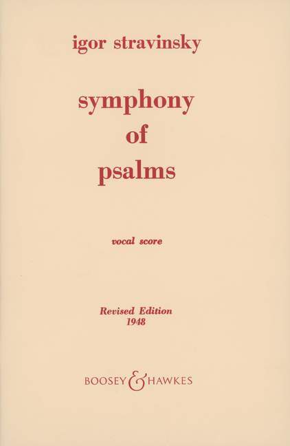 IGOR STRAVINSKY : PSALMENSYMPHONIE - SYMPHONY OF PSALMS - VOCAL SCORE - 1948 EDITION