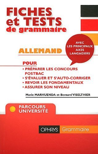 Fiches et tests de grammaire allemand