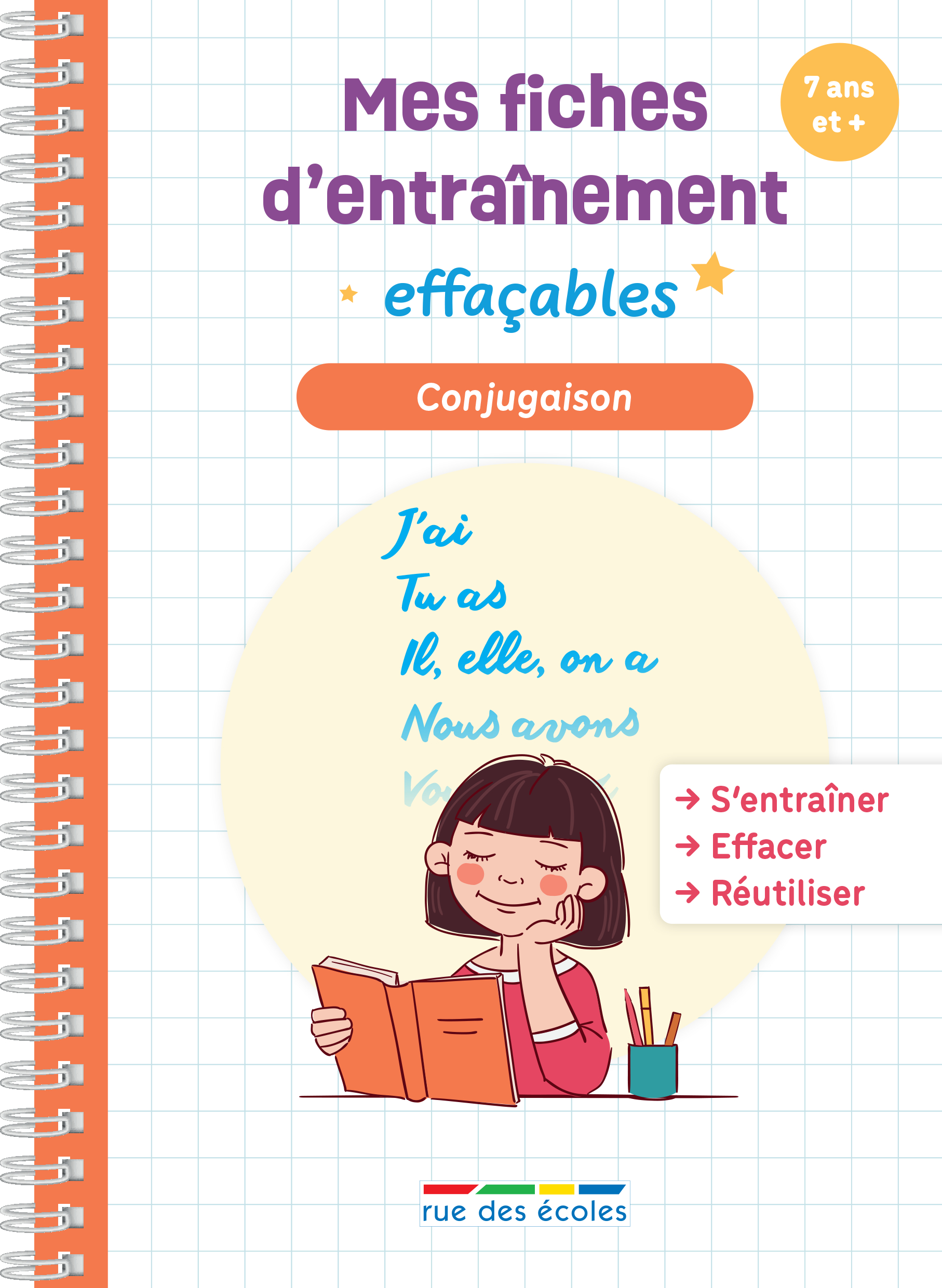 Mes fiches d'entraînement effaçables - Conjugaison - 7 ans et +