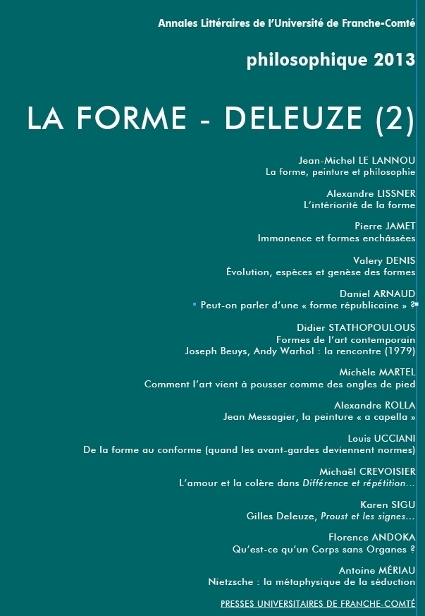 LA FORME - DELEUZE (2). PHILOSOPHIQUE 2013