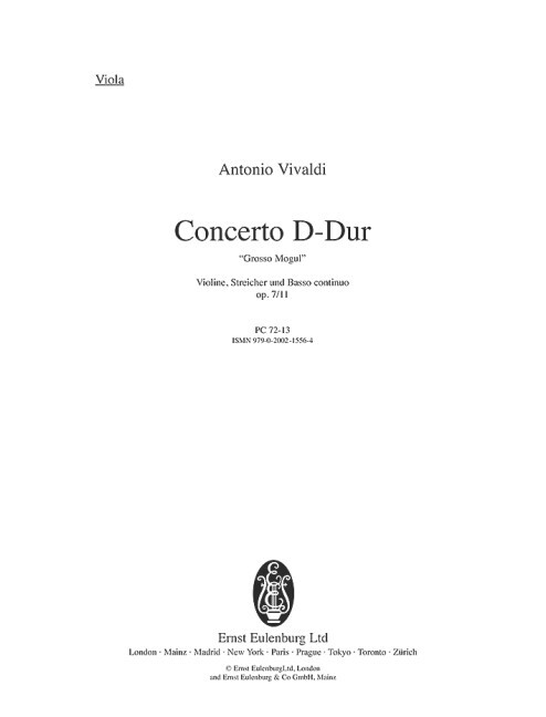 CONCERTO D-DUR OP. 7/11 RV 208 / PV 151