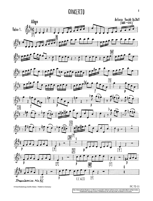 CONCERTO D-DUR OP. 7/11 RV 208 / PV 151