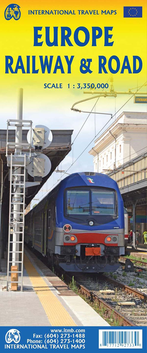 EUROPE RAILWAY & ROAD TRAVEL MAP