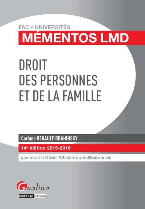 DROIT DES PERSONNES ET DE LA FAMILLE 2015-2016 - 14ÈME ÉDITION