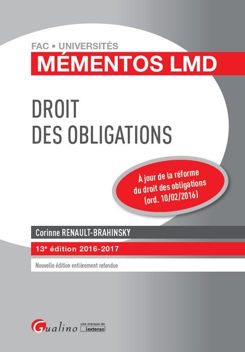 DROIT DES OBLIGATIONS 2016-2017 - 13ÈME ÉDITION