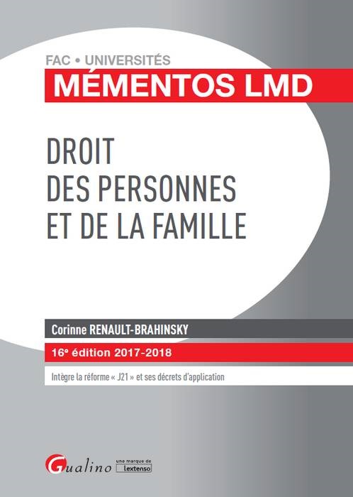 DROIT DES PERSONNES ET DE LA FAMILLE 16EME EDITION
