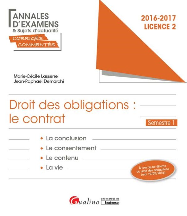 DROIT DES OBLIGATIONS : LE CONTRAT - L2-S1