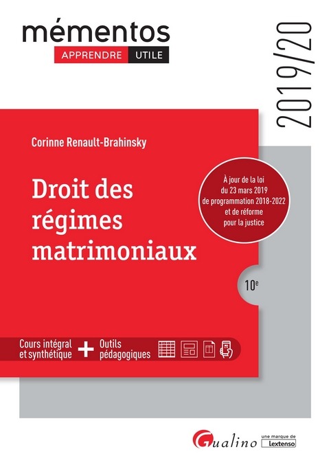 DROIT DES REGIMES MATRIMONIAUX - 10EME EDITION - 2019