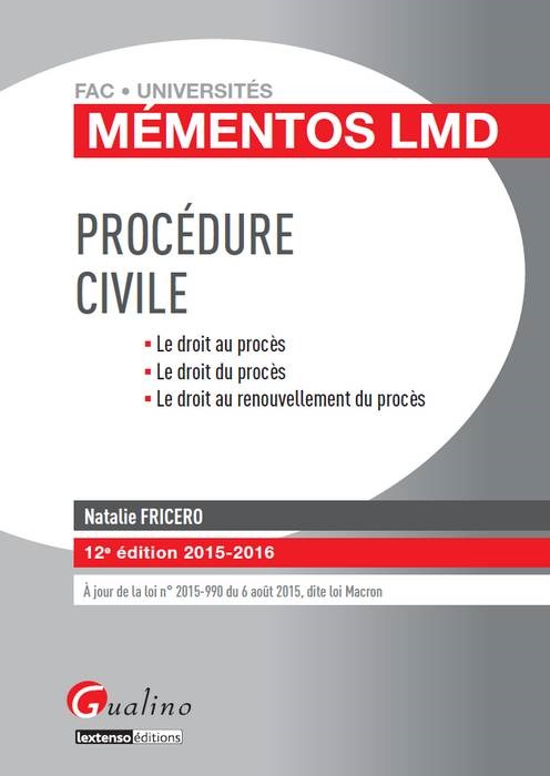 PROCÉDURE CIVILE 2015-2016 - 12ÈME ÉDITION