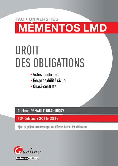 DROIT DES OBLIGATIONS2015-2016 - 12ÈME ÉDITION