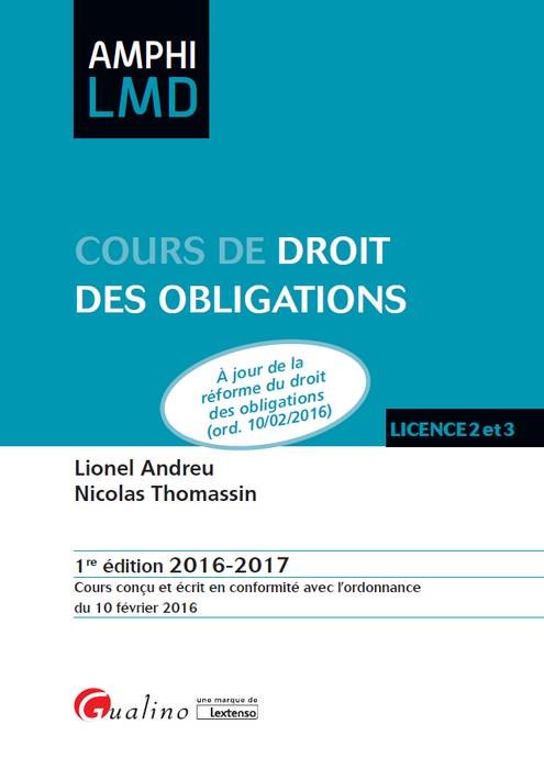 COURS DE DROIT DES OBLIGATIONS 2016-2017